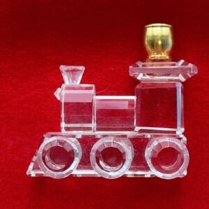 Crystal Collection Train Figurine Mini Vintage Gold Tone